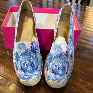 Lilly Pulitzer Vibrant Blue Floral Espadrilles